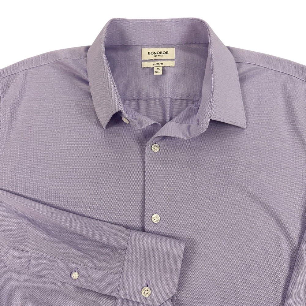 Bonobos Tech Pique Shirt Mens XL Slim Fit Purple Coolmax Performance Preppy Work
